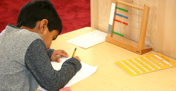 Montessori math education with abacus